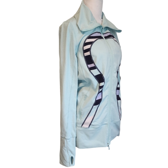 Lululemon In Stride Jacket Heathered Aquamarine / Discover Stripe  Deep Indigo - Picture 8 of 13